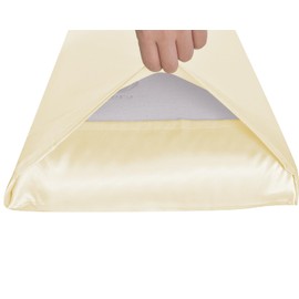 JRI Silk Satin Pillow Cases 2 Pack CREAM, Silky Pillowcases Soft and Cozy Standard Pillow Covers Dyed in Trendy Colors-Size (50 x 75 cm)