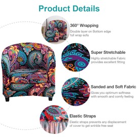 NILUOH Club Chair Slipcover 2 Piece Stretch Barrel Chair Covers Printed Tub Chair Slipcovers Soft Accent Armchair Sofa Protector for Living Room（Flowers 10）