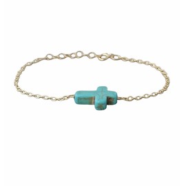JENNYandJUDE Turquoise Sideways Cross Bracelet Horizontal gold, rose gold, or silver