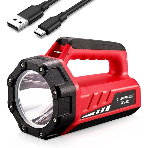 klarus RS10 Rechargeable Spotlight Flashlight with White/Red Flood Light, Camping