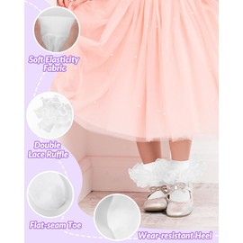 Witwot Toddler Girl Socks with Ruffle Dress Socks 5-7 Years Black-Pink-White