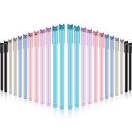 24 Pieces Cute Cartoon Cat Pens Cute Cat Ballpoint Pen 0.5mm Black Gel Pen for School Office Supplies