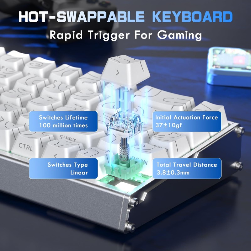 ATTACK SHARK X68MAX HE 60% Wired Magnetic Switch Keyboard,Full Aluminum