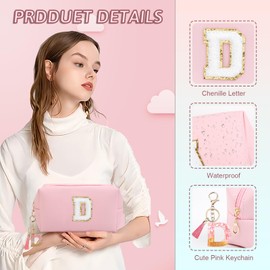 AIBFRID Birthday Gifts for Women Her,Travel Cute Makeup Bag,Large Capacity Cosmetic Bags for Women Makeup Pouch PU Leather Waterproof Cosmetic Bag (D, Pink)