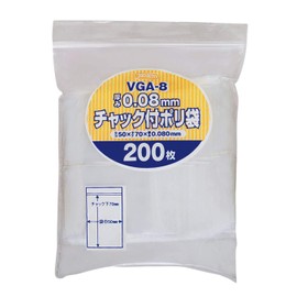 Japax VGA8 Zipper Plastic Bags, Transparent, Width 2.0 x Height 2.8 inches (5 x 7 cm), Thickness 0.03 inches (0.08 mm), Thick Type for Storing and Organizing Heavy Objects such as Bolts, Screws, Nuts, Etc