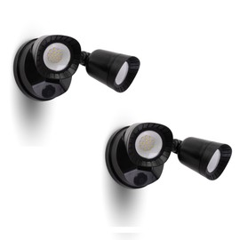 LUXFLY 2 Pack LED Flood Lights Outdoor, 16W 1900LM, IP65 Waterproof Dusk to Dawn Dual Head Security Lights, Exterior Wall Light for House, Patio, Garage, Yard-Black
