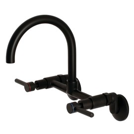 Kingston Brass KS814MB Concord 8" Adjustable Center Wall Mount Kitchen Faucet, 7-1/16" in Spout Reach, Matte Black