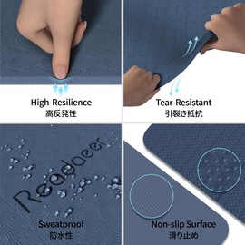 READAEER Foldable Yoga Mat for Travel Folding Yoga Mat 6mm Thick with Carrying Bag, Non-Slip TPE Exercise Pilates Mat for 72" L x 24" W x 0.24 Inch (Blue)