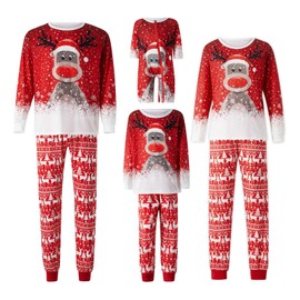 OAKFashion Christmas Family Pajamas Holiday Christma Pajama Family Matching Pjs Set Cute Sleepwear Elk Xmas Jammies for Couples Youth(#280, Mom, M)