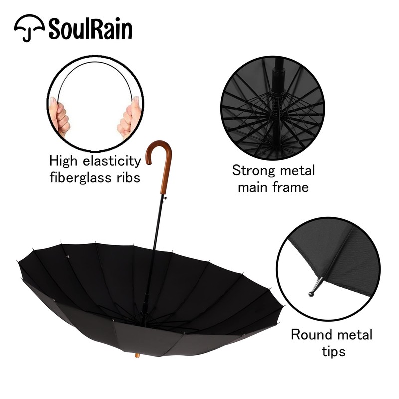 SoulRain 16 Ribs 48" Stick Umbrella Auto Open Solid Color