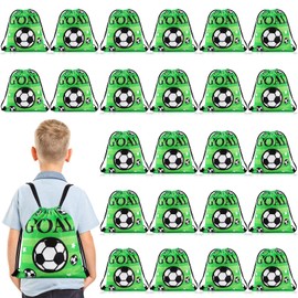 Tivcck Soccer Drawstring Bag,24 Pcs Soccer Goodie Bags,Soccer Party Favors,Soccer Treat Bags,Soccer Party Bags,Soccer Snack Bags for Team Sports Soccer Theme Birthday Party Supplies,12 x 10 Inch