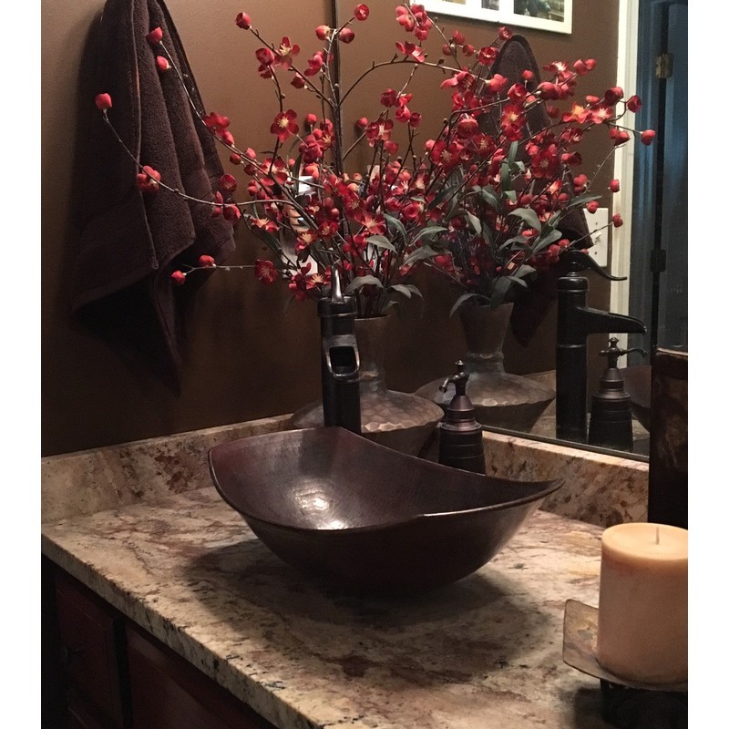 Simply Copper 17" Oval Sleigh Design Copper Vessel Bathroom Sink