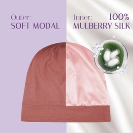 OLESILK Silk Baby Bonnet for 0-6 6-12 Months, Infant Sleeping Cap for No Frizzy Hair, Toddler Beanie for Girls Boys Red