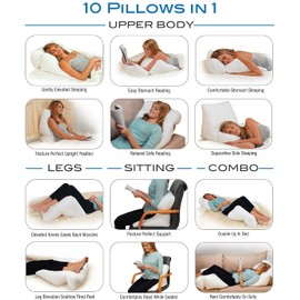 Contour Flip Pillow - 10-in-1 Rest Positions Bed Wedge for Gentle, Plush Elevation for Back, Knees, Legs or Stomach Support Comfort & Relief - Standard Size (20 inch Width - Pillow ONLY)