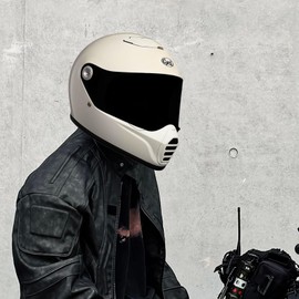 Full Face Motorcycle Helmet, DOT Approved Moped Cool Sport Racing Motocross Helmets for Adults Men Women, Off White M