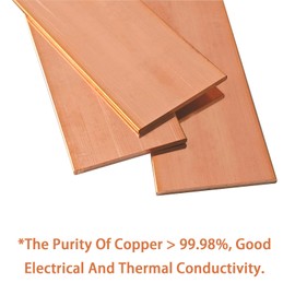 2PCS 1/4" x 2" x 6" Flat Bar 99.98% Copper Bus Bar Stock 6mm x 50mm x 152mm C110 Solid Copper Flat Bar Stock for Various DIY
