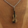 Violin Wood Carved Miniature Pendant Necklace