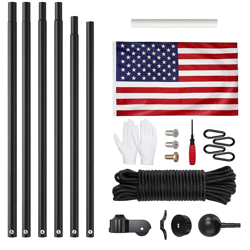 Heavy Duty 25 FT Flag Pole, Unbending 100MPH Wind Resistance,