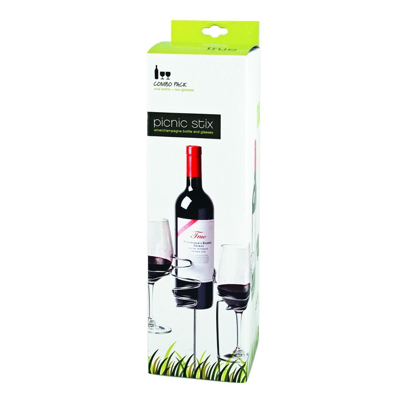 True Wine Glass & Bottle Holders Picnic Stix, Set of