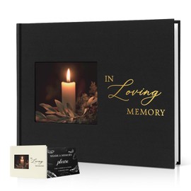 Braveriky Funeral Guest Book, in Loving Memory Sign in Book with Photo Slot