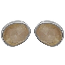 Faceted Rainbow Moonstone Oval Tops - Sterling Silver, Sterling Silver