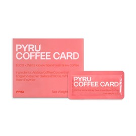 PYRU Coffee Card – Arabica Coffee with EGCG & White Kidney Bean, Low Calorie, Fresh Brew, 3.5g x 7 Packs