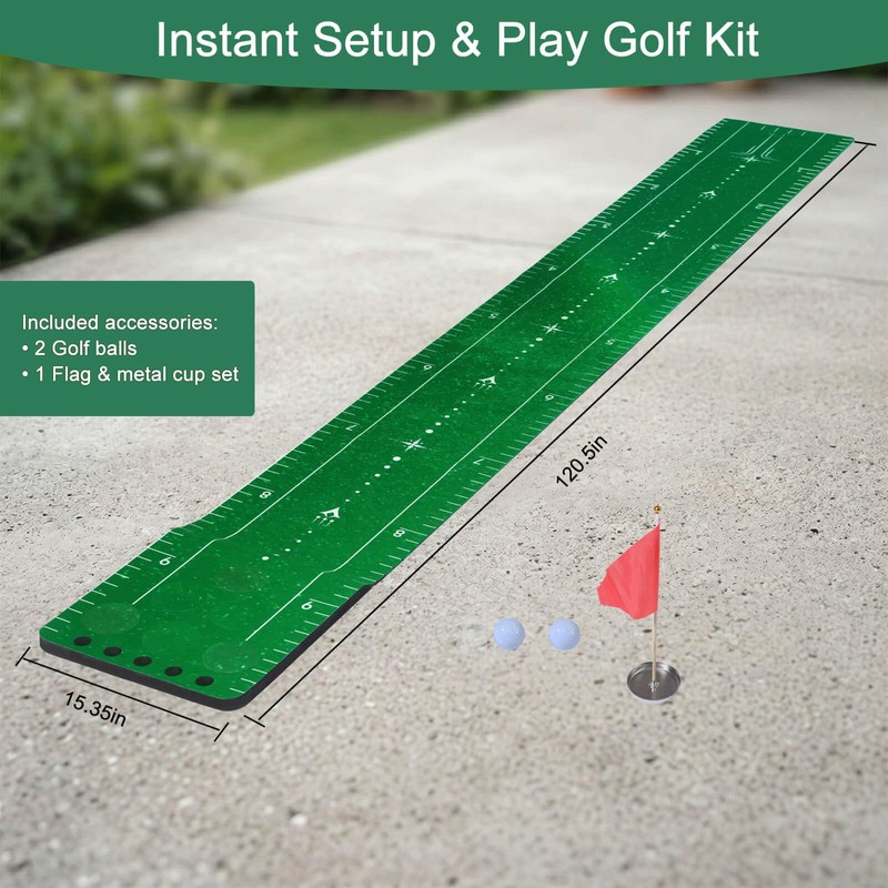 Chriiena Golf Putting Game Mat, Indoor Putting Green Set for