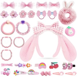 Cute Pink Hair Clips Set for Girls Headband