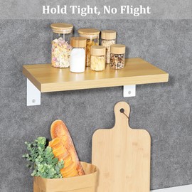 Alise Floating Shelf Brackets Heavy Duty L-Shaped Wall Brackets - White Angle Corner Braces for Shelves, Stainless Steel Reinforced Shelf Support Bracket for Wooden Boards 7x4.2 Inch,Pack of 4