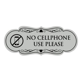 Signs ByLITA Designer (Vector) No Cellphone Use please Sign(Lt Gray) - Medium 1 Pack