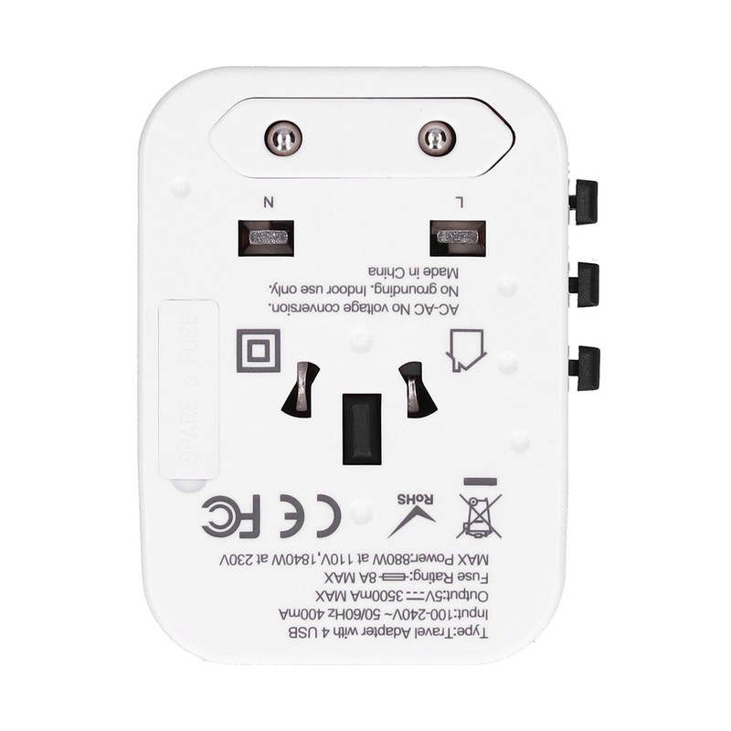 International Power Adapter Travel Plug with 4 USB Ports for