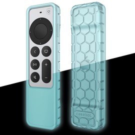 Fintie Protective Case for Apple TV Siri Remote 2021 2022 - Honey Comb Lightweight Anti Slip Shockproof Silicone Cover for Apple TV 4K / HD Siri Remote Controller (2nd Gen / 3rd Gen), Blue-Glow