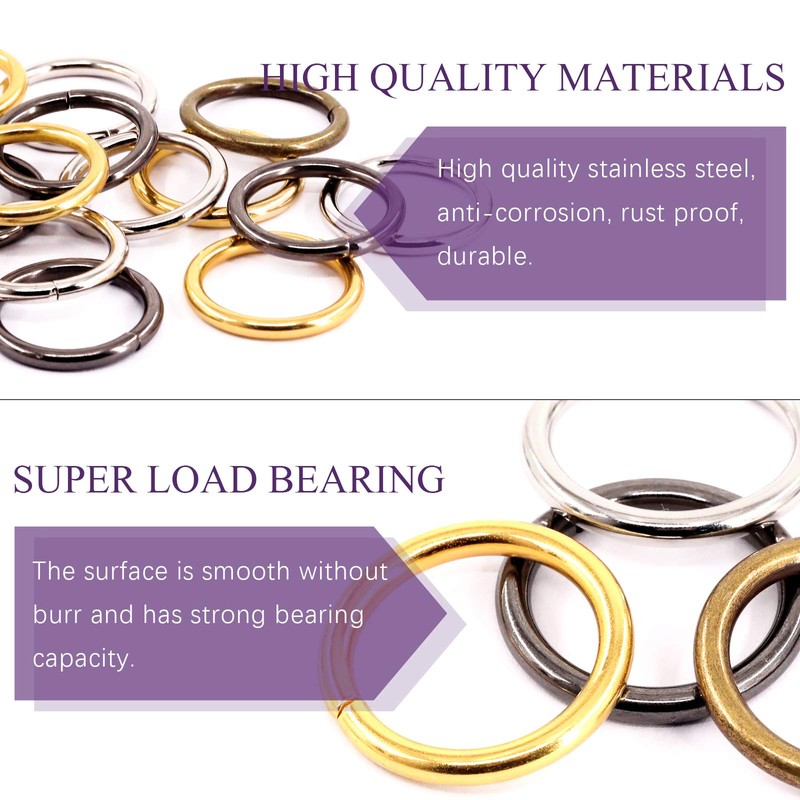 Swpeet 60 x Heavy Duty Metal O Rings 4 Colours
