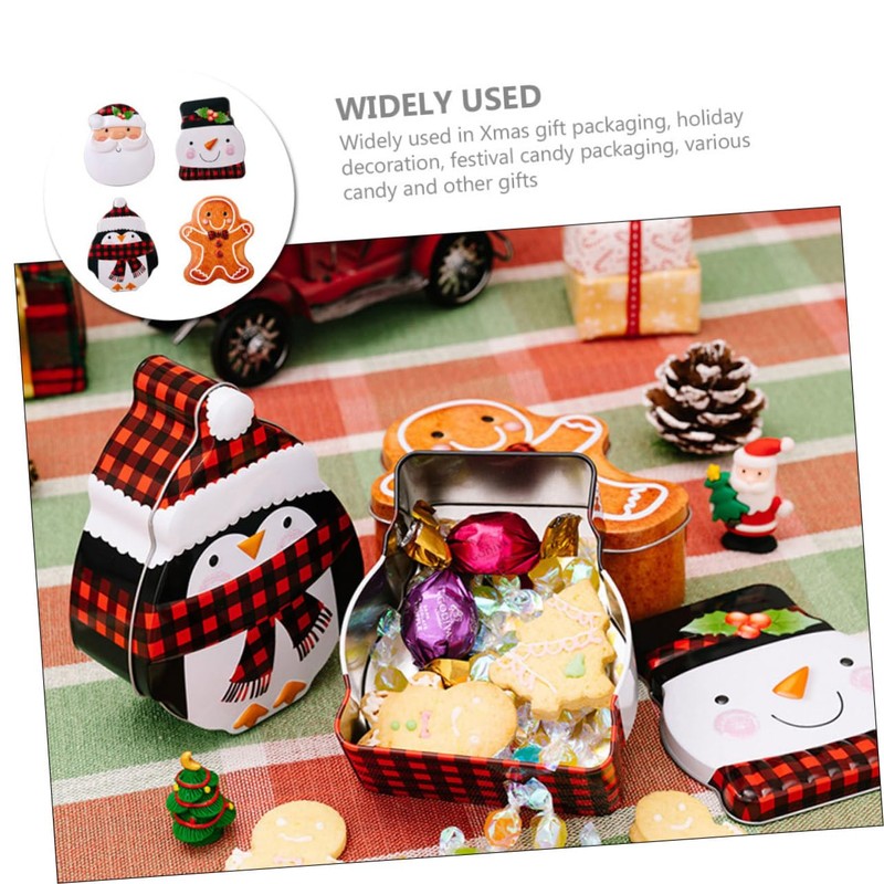 CHILDWEET Tinplate Cookie Box Snowman Gingerbread Christmas Candy Containers for
