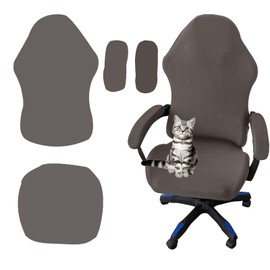 Yixinly Gaming Chair Cover, Set of 4 Gaming Chair Covers, Office Chair Cover, Stretchable, Removable, Washable Gaming Chair Covers, Non-Slip for Computer Chair, Gaming Chair, Swivel Chair (Grey)