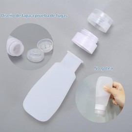 2 botellas de viaje de silicona, 1.3 onzas, a prueba de fugas, rellenables, con bolsa de transporte transparente, botellas pequeñas vacías de tamaño d