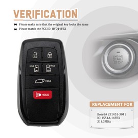 USAKeys Smart Remote Key Fob 314.3MHz Replacement for Toyota Sienna 2021 2022-2023 Prox with FCC: HYQ14FBX and 231451-3041 Board (Pair)