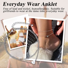 Bestyle Women's Double Stainless Steel Anklet with Letters A to Z, Adjustable (22-27 cm), Gifts for Women, Gold, Silver, Stainless Steel