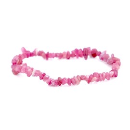 Taddart Minerals Natural Gemstone Tourmaline Rubellite Red Chip Bracelet on Elastic Nylon Thread - Handmade, Rubber, Rubellite Tourmaline
