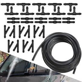 leechio 30 PCS Windscreen Washer Hose Kit, 13ft/4m Cleaning Hose + 30 Hose Connectors, Universal Windshield Washer Tubing, for Most Cars (Black)