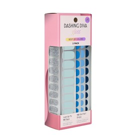 Dashing Diva Gloss Nail Strips 5-in-1 Kit - Best of Blues - UV Free, Chip Resistant, Long Lasting Gel Nail Stickers - Contains 110 wraps, 5 prep pads, 2 nail files