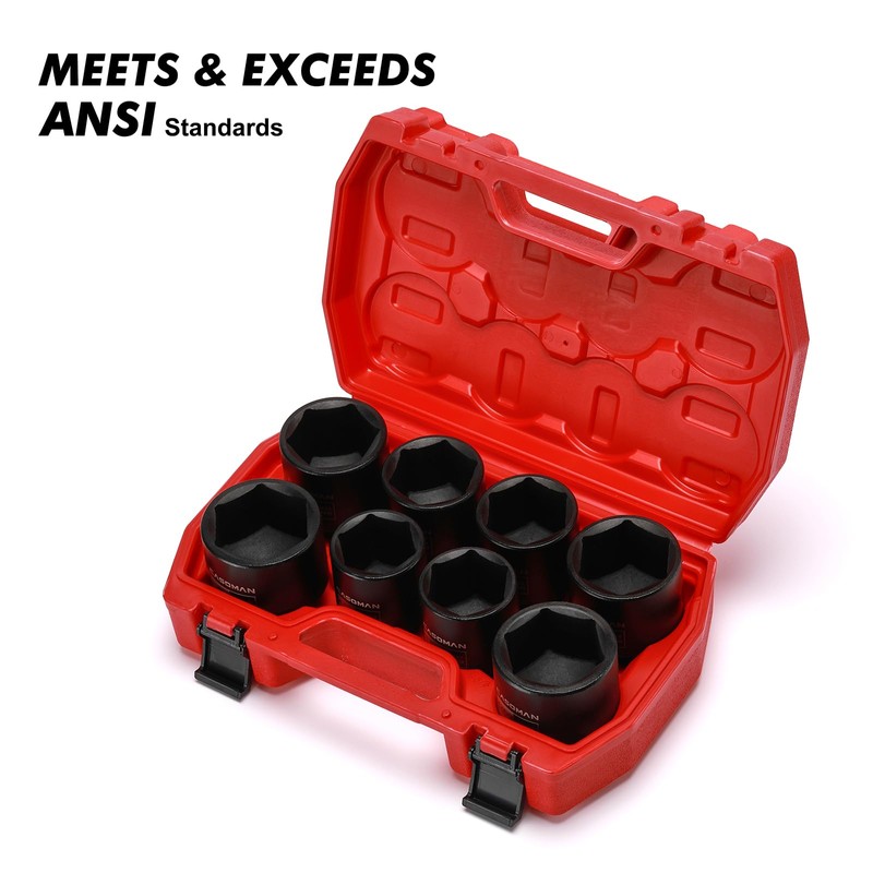CASOMAN 1/2-Inch Drive Shallow Spindle Axle Nut Impact Socket Set,1-9/16"