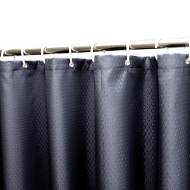 YISURE Black Short Shower Curtain for Walkin Tub, Polyester Fabric Waterproof Bath Curtain Sets with 12 Plastic Hooks, 70x60''
