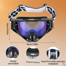 Dexpally Maschera Motocross Occhiali Motocross Occhiali da Motocross Mascherina Casco Motocross Occhiali di Sicurezza Maschera MTB Enduro per ATV, Casco Compatibile