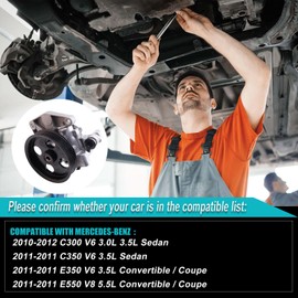 ZHIKMIAO Power Steering Pump, with Pulley & Bracket, Compatible with C300 2011-2012, C350 2011, E350/E550 2010-2011, 3.0L 3.5L 5.5L Flex/Gas Replacement for 21541, 3281, V303779, KS01000701