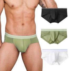 HOOFESAN Men's Briefs Underwear Silky Bikinis Thongs No Fly Pouch Moisture-Wicking Underpants for Men Multi pack