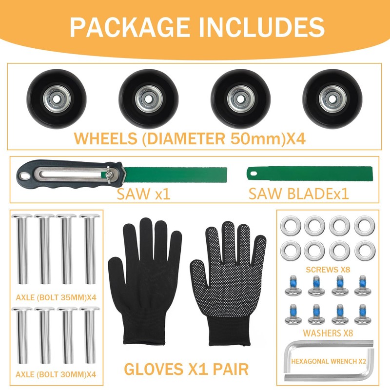 50mm x 18mm Luggage Replacement Wheels Set 4Pcs Rubber Suitcase
