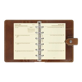 Filofax Malden Organizer, Pocket Size, Ochre - Tactile, Full-Grain Buffalo Leather, Six Rings, Cotton Cream Week-to-View Calendar Diary, Multilingual, 2025 (C025842-25)