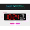 Large LED Digital Wall Clock with Date, Temperature, Auto-Brightness, Auto-DST