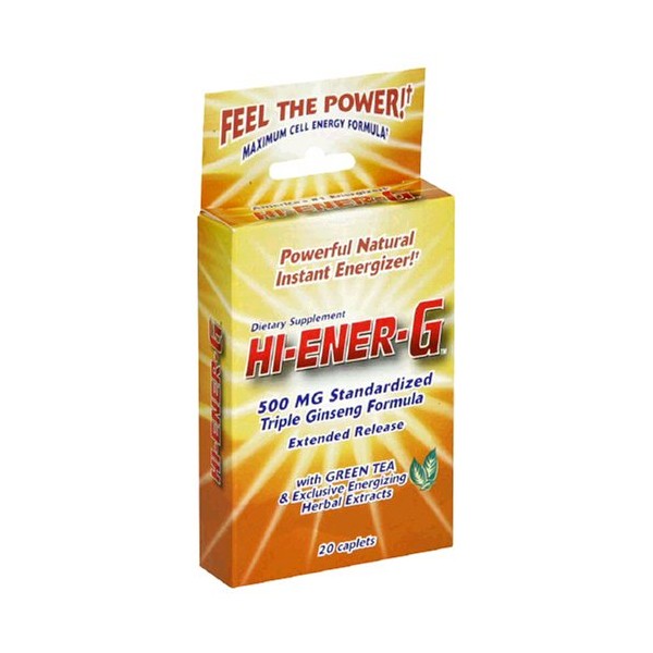 Windmill Health Products Hi-Ener-G Triple Ginseng Supplement Caplets, 500 mg, 20-Count Packages (Pack of 3)